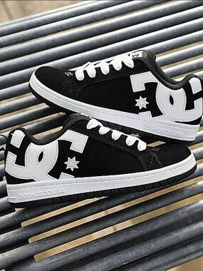 DC Kids Black and White Skate Sneakers